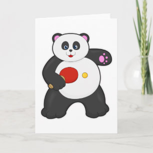 Carte Panda au tennis de table avec raquette de tennis d