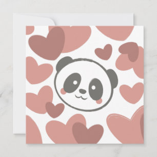 Carte Panda aux coeurs