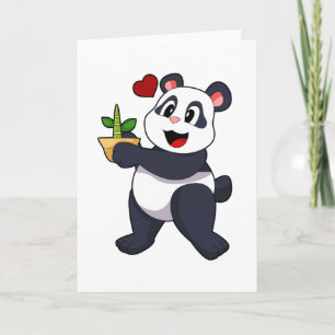 Carte Panda avec fleur de bambou