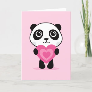 Carte Panda avec le coeur, je t'aime