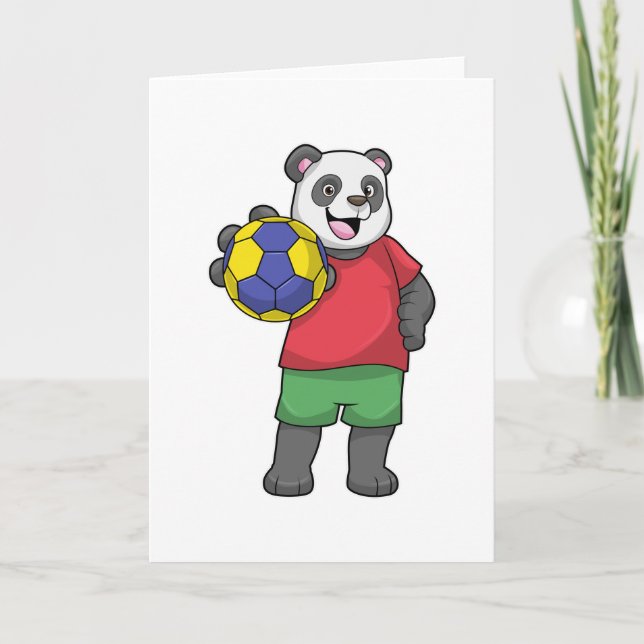 Carte Panda avec sports de handball (Devant)