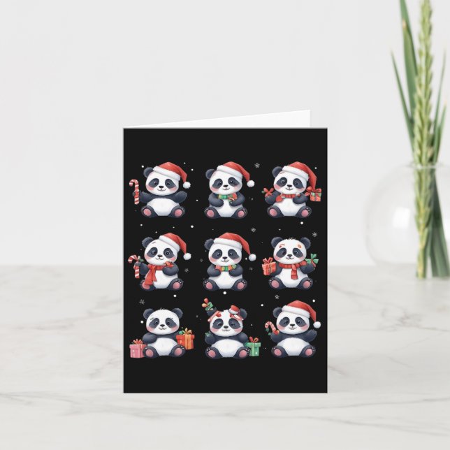 Carte Panda Bear Noël Père Noël Chapeau drôle Amoureux d (Devant)