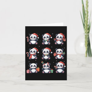 Carte Panda Bear Noël Père Noël Chapeau drôle Amoureux d