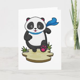 Carte Panda coureur avec écharpe