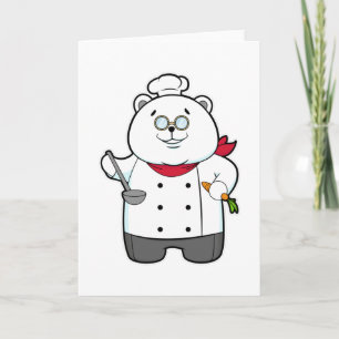 Carte Panda cuisinier avec louche à soupe et carotte
