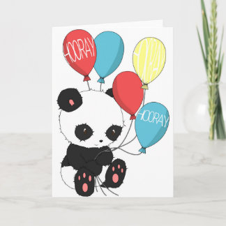 Carte Panda d'anniversaire avec des ballons
