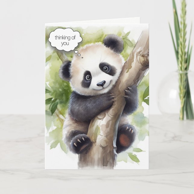 Carte Panda Dans L'Aquarelle De L'Arbre (Devant)