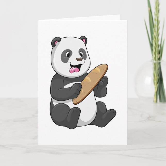 Carte Panda en boulanger avec du pain (Devant)