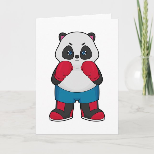 Carte Panda en boxeur avec gants de boxe (Devant)
