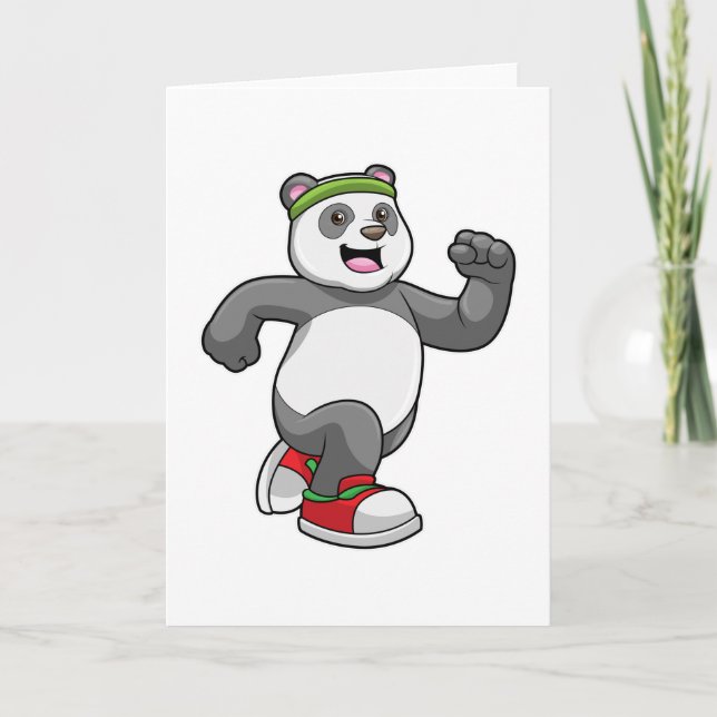 Carte Panda en course avec bandeau (Devant)