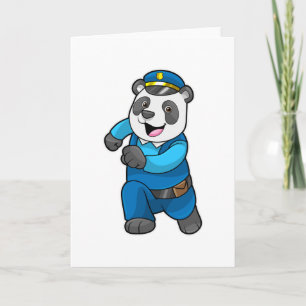 Carte Panda en policier avec un chapeau de police