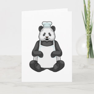 Carte Panda en tant que chef avec chapeau de cuisine
