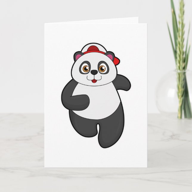 Carte Panda en train de courir avec une casquette (Devant)