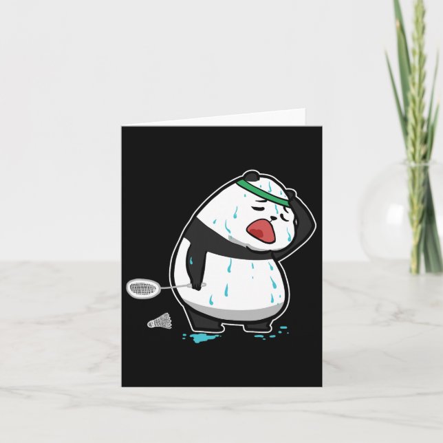 Carte Panda Fatigué Drôle Jouer Badminton (Devant)