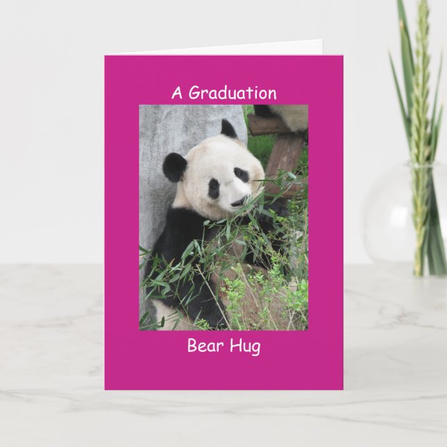 Carte Panda géant Graduation Ours Hug Rose (Devant)