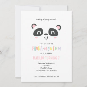 Carte Panda joli anniversaire multicolore brillant
