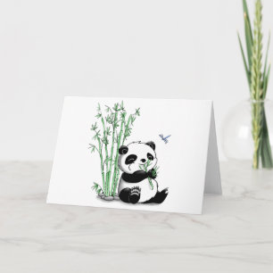 Carte Panda mangeant le bambou