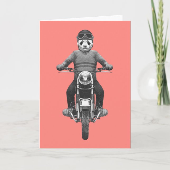 Carte Panda Motorcyle Rider (Devant)