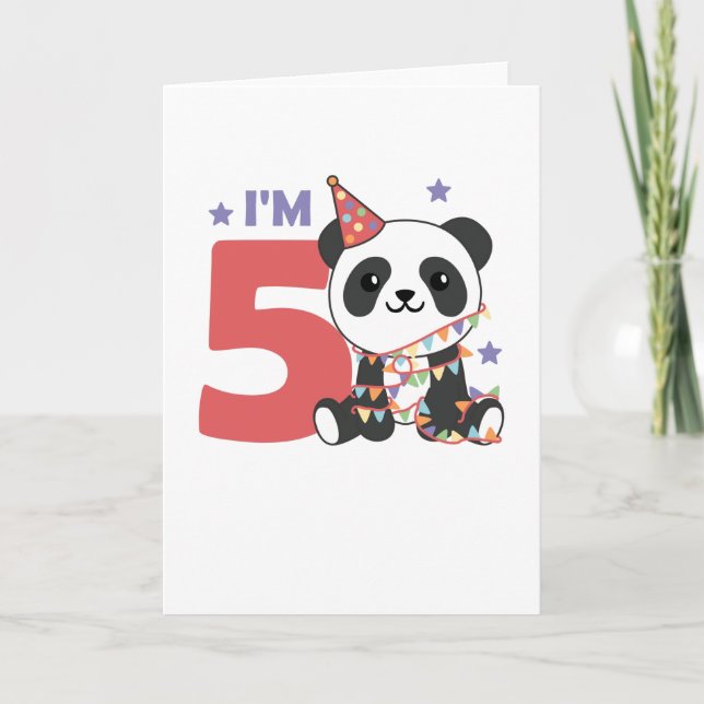 Carte Panda pour le cinquième anniversaire des enfants d (Devant)