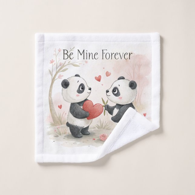Carte Panda Romantique - Soyez à moi pour toujours (Gant de toilette)