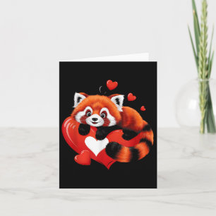 Carte Panda Rouge allongé sur le coeur Valentines Jour A