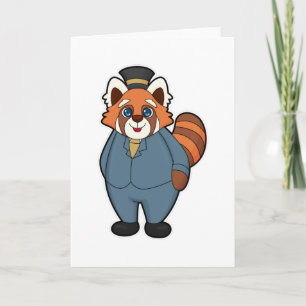 Carte Panda rouge en chambre avec Casquette