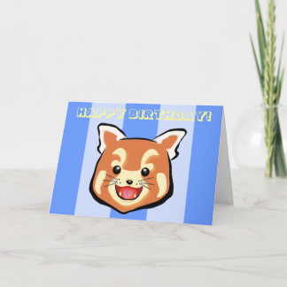 Carte Panda rouge mignonne d'anniversaire (bandes bleues