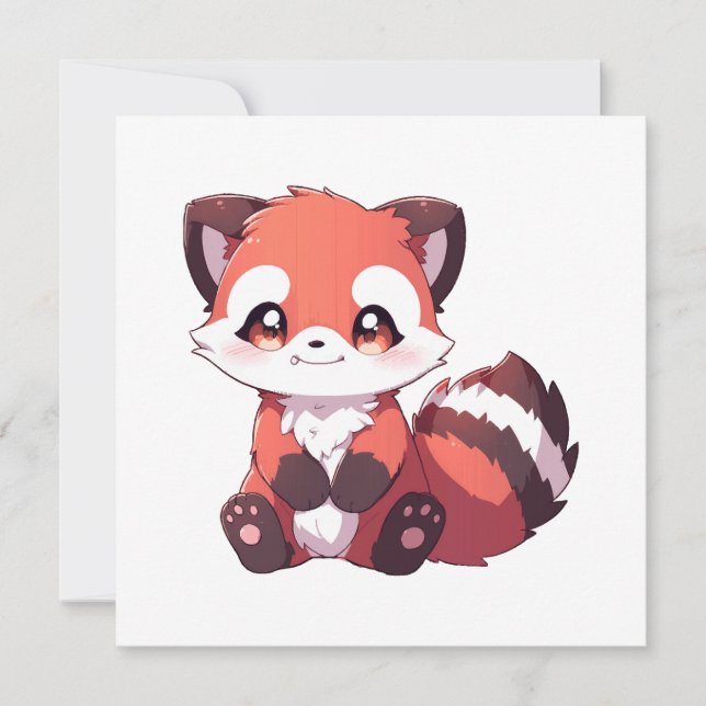 Carte panda roux mignon (Devant)