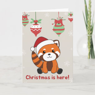 Carte Panda roux Noël Neige Animaux d'hiver Pandas Voitu