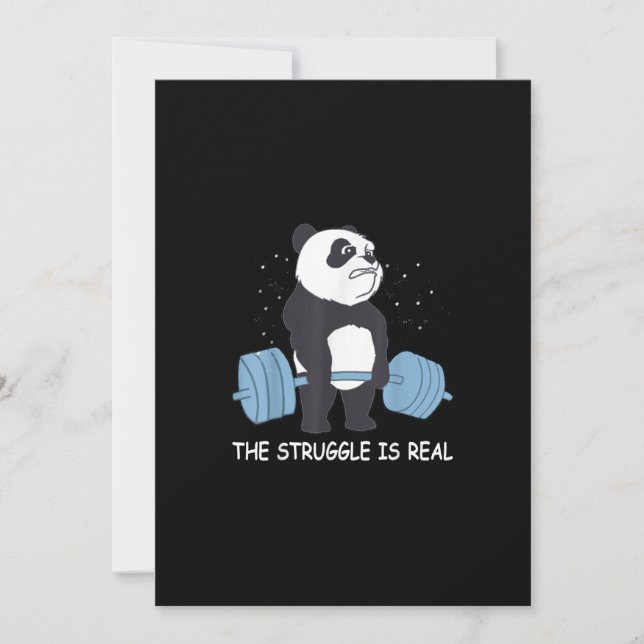 Carte Panda Struggle Est Véritable Ours Deadlift Gym Drô (Devant)