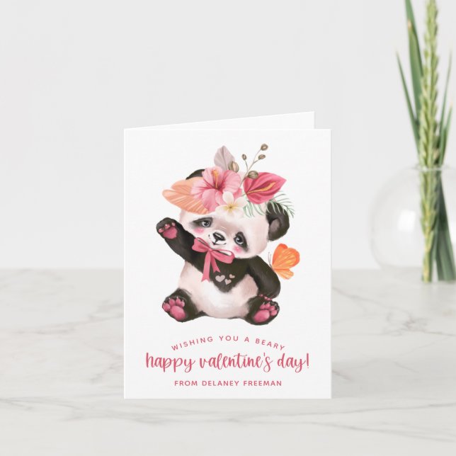 Carte Panda Tropical pour enfants Saint Valentin (Devant)