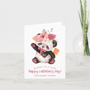 Carte Panda Tropical pour enfants Saint Valentin