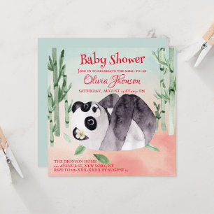 Carte Panda Tumbling Cute Baby shower des sexes Invitati