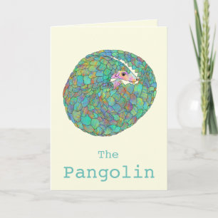 Carte Pangolin aquarelle enroulé