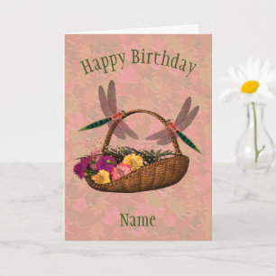 Carte Panier à fleurs de libellules Art Personnalisé Ann