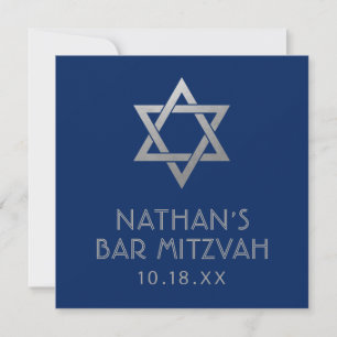 Carte Panneau Bar Mitzvah Blue Silver Star de David Mini