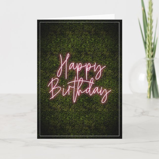 Carte Panneau Boxwood Pink Neon Joyeux anniversaire (Devant)