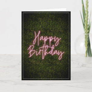 Carte Panneau Boxwood Pink Neon Joyeux Anniversaire