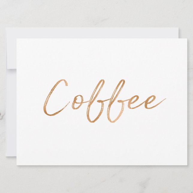 Carte Panneau "Café" | Rose d'or élégant (Devant)