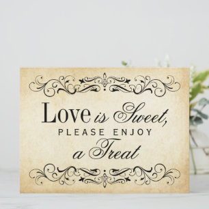 Carte Panneau d'amour en parchemin vintage avec décor de