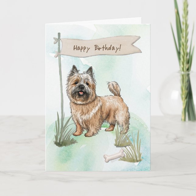 Carte Panneau d'anniversaire de Cairn Terrier race Dog (Devant)