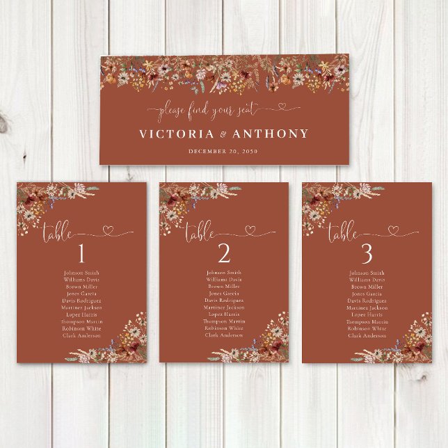 Carte Panneau de la table de tête du Mariage Fleur sauva (Créateur téléchargé)