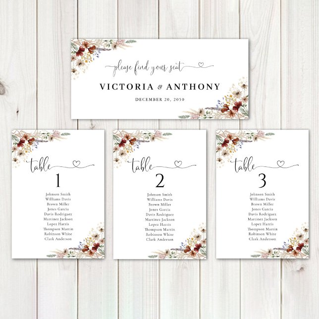 Carte Panneau de la table de tête du Mariage minuscule F (Créateur téléchargé)