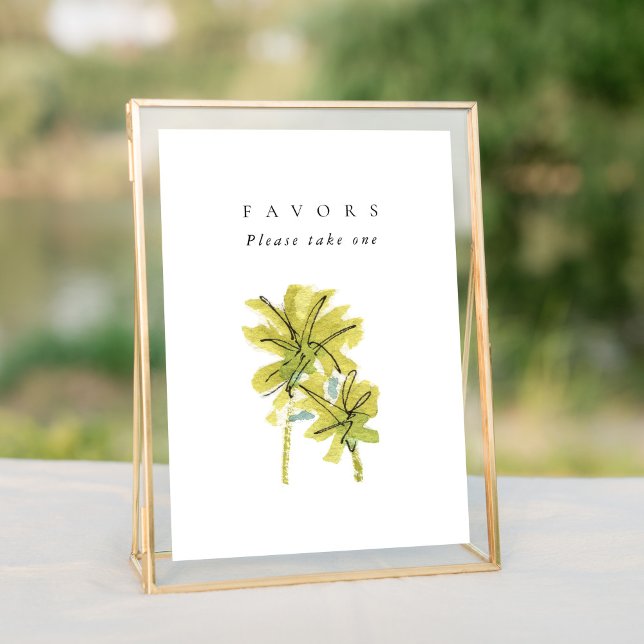Carte Panneau de la table Mariage de l'aquarelle de plag (Watercolor palm trees tropical beach favors wedding table sign.)