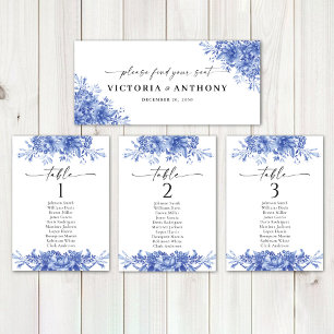 Carte Panneau de la tête de Mariage Floral Porcelaine Bl