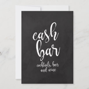 Carte Panneau de mariage à la craie abordable Cash Bar