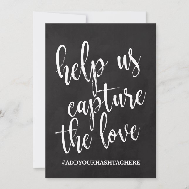 Carte Panneau de mariage avec hashtag abordable en table (Devant)