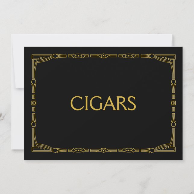 Carte Panneau de mariage de style Art déco en or "Cigare (Devant)