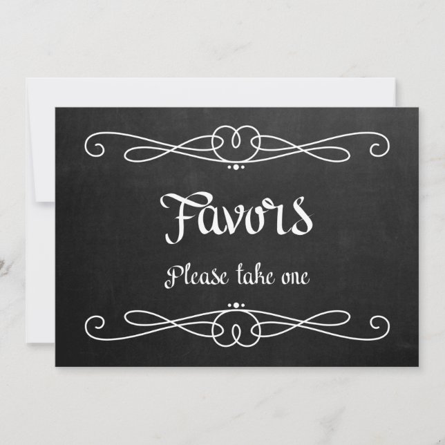 Carte Panneau de mariage "Faveurs" Style Tableau Noir (Devant)
