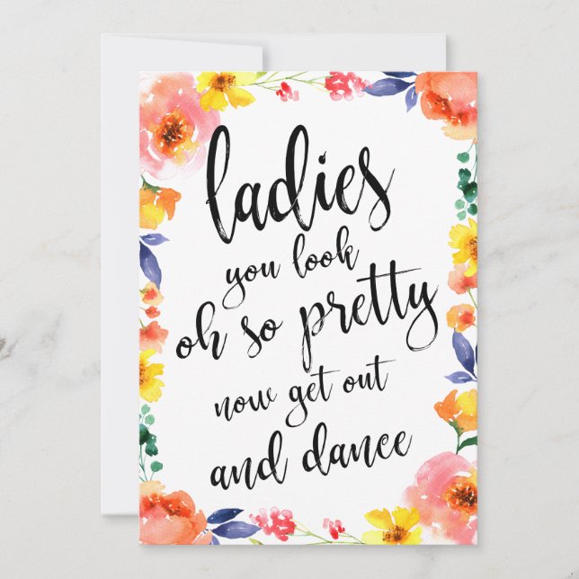 Carte Panneau de mariage floral abordable pour dames toi (Devant)